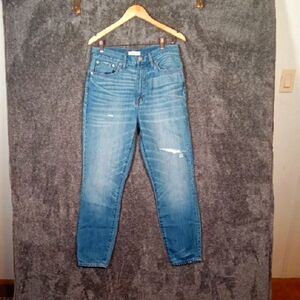 Madewell High Rise Rigid Skinny Blue Jeans Distressed Womens 30